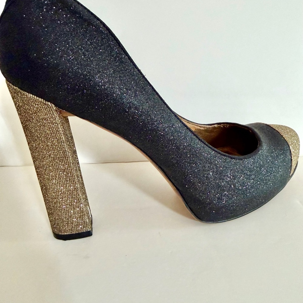 Sam Edelman Sparkling Black and Gold Heels